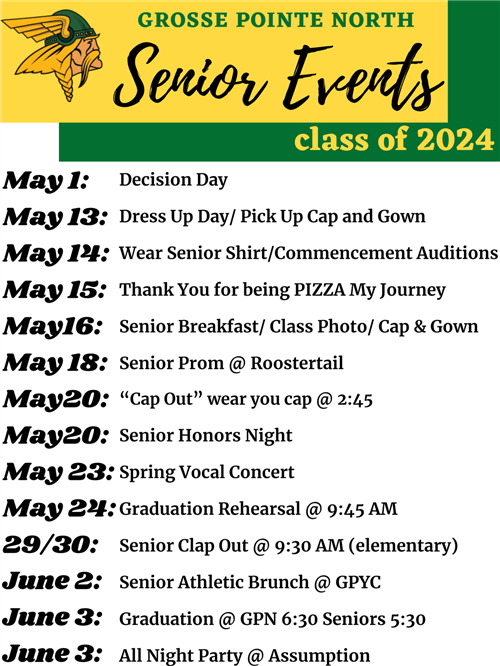 Senior Events Schedule 2024